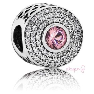 EUC Pandora 791763NBP Sterling Silver Radiant Splendor Charm w/ Pink Crystal/CZs